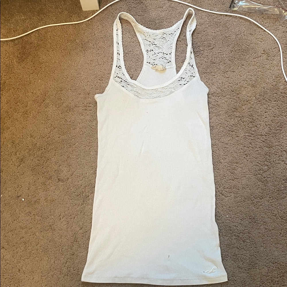 Hollister Ivory Lace Detail Tank Top